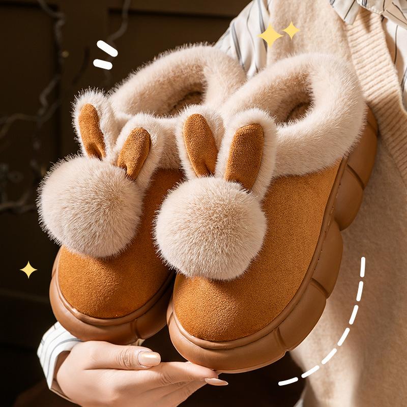 Baumwollschuhe für Indoor-Wärme und Rutschfestigkeit, Niedliche Plüschpantoffeln für den Heimgebrauch
