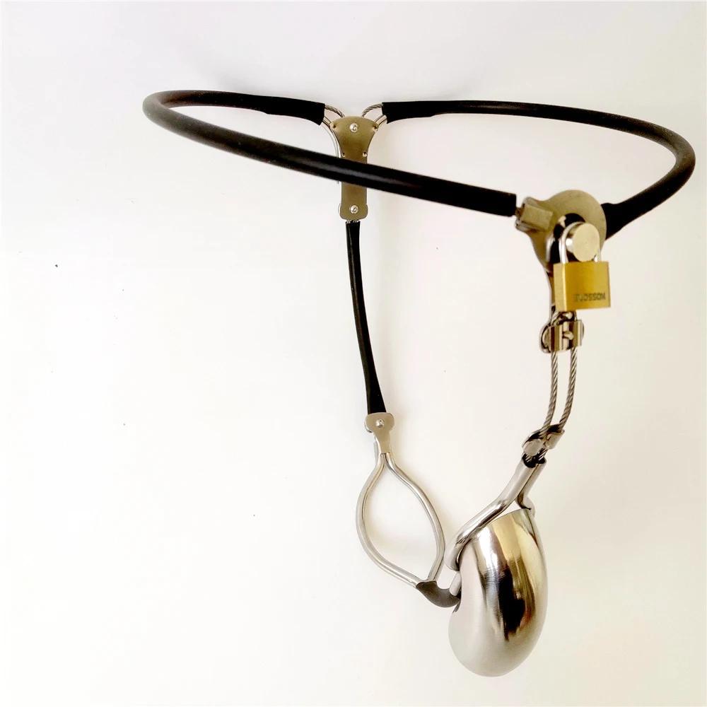 Adjustable Invisible Male Stainless Steel Chastity Belt with Enclosed Cage Plug Full Cover Restraint with Hole Sex Toys for Men