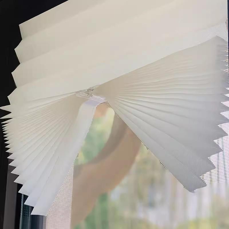 Selbstklebende Plissee-Vorhänge Sommer Hausbeschattung Sichtschutz-Vorhänge Kein Bohren Einfache Installation Sonnenschutz Plissee-Vorhänge