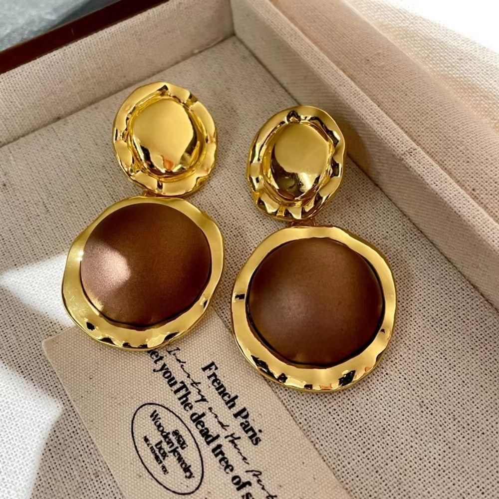 French Style Circular Geometric Earrings Vintage Ladies' Jewelry Silver Needle Earrings  Wedding