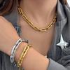 Elegant Mouth-Shaped Titanium Steel Necklace & Bracelet Set - Japanese Korean Style