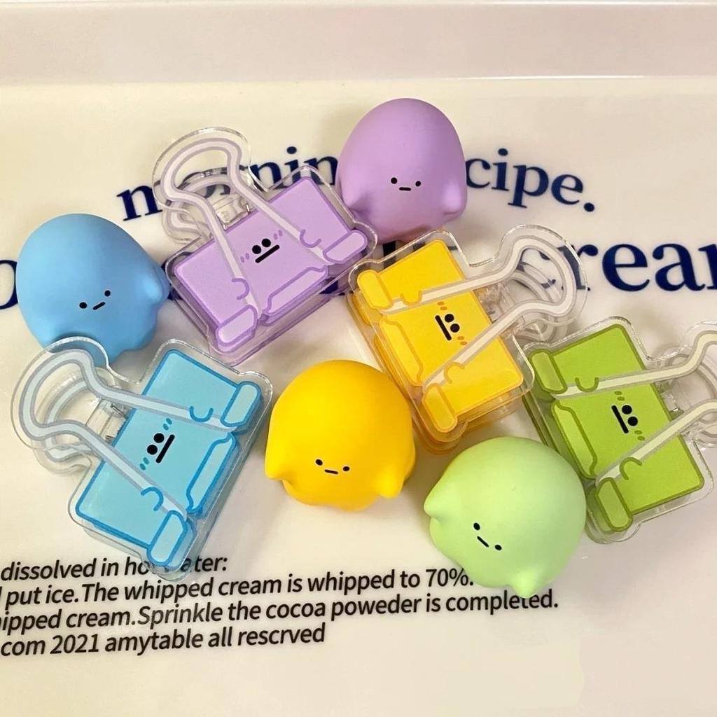 5pcs Color Cartoon Acrylic Tail Clip, Office Stationery, Document Ticket Clip, Manual Ledger Clip,Easy To Carry,Clipped Anywhere