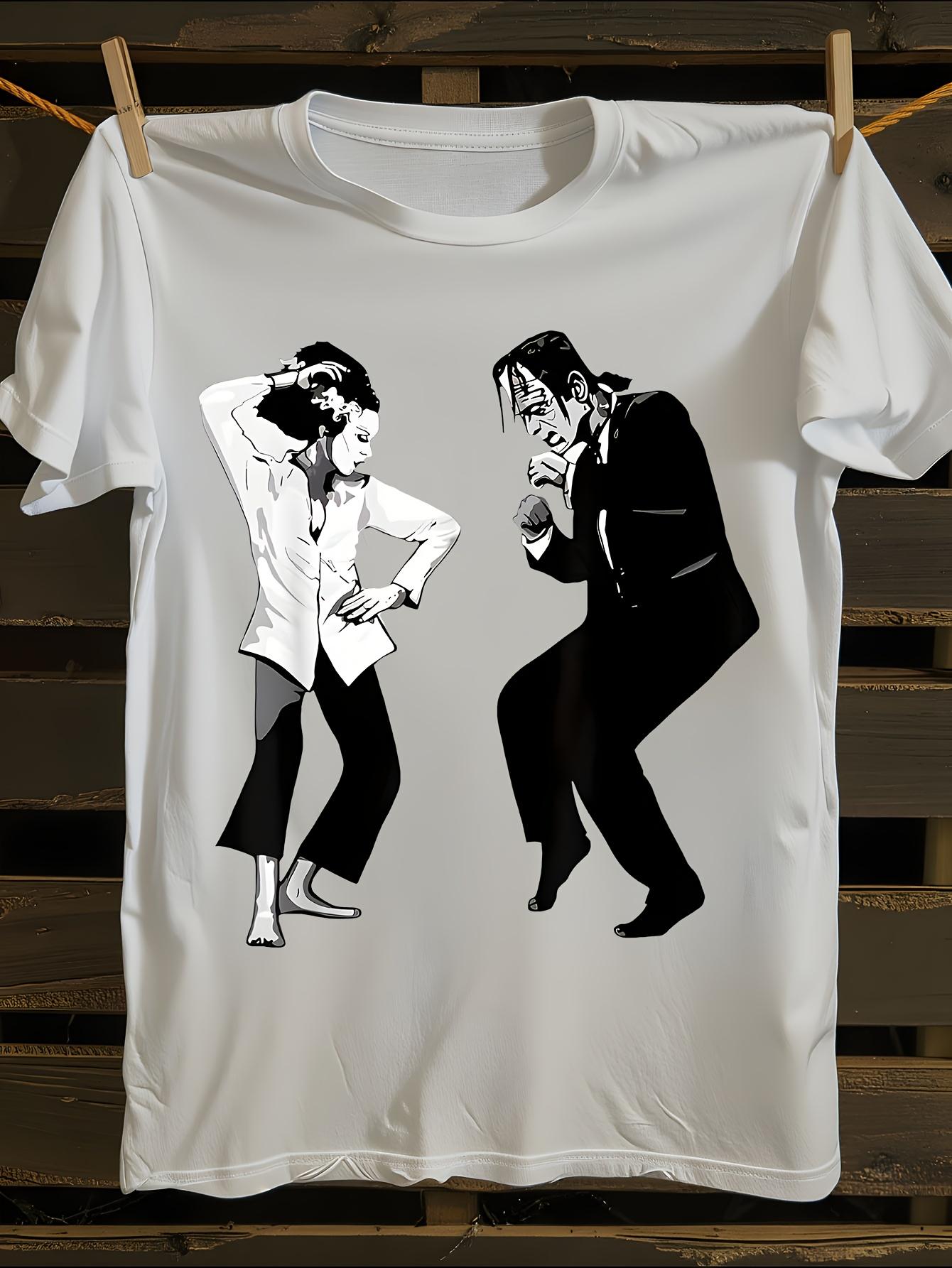 Retro Frankenstein and Bride Monster Print T-shirt M