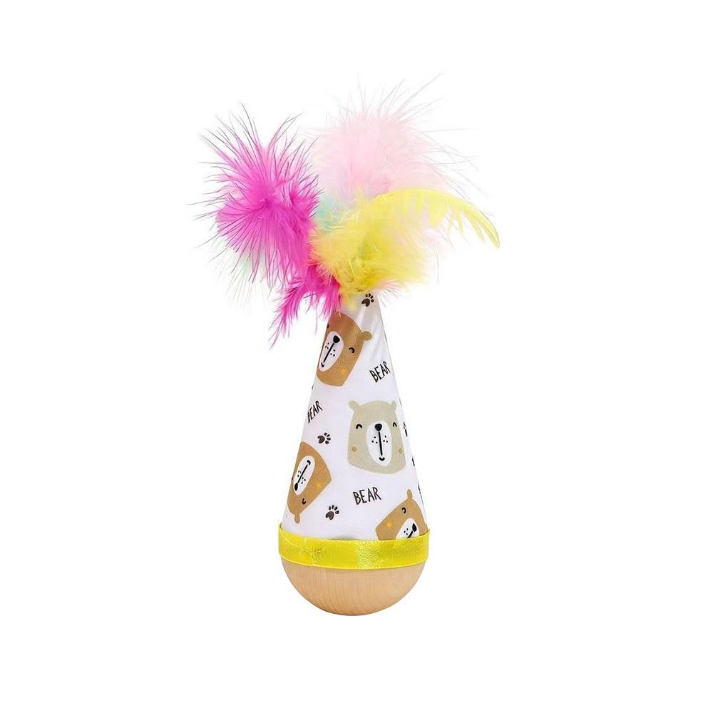 

Wooden Cat Tumbler Wobbler Interactive Kitten Wobble Ball for Cats to Entertain Themselves 1Pc