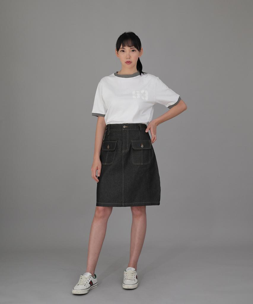 Seinteukeulu Fb Cover Pocket Elastic Skirt Fcm-1307 Black Denim Brs