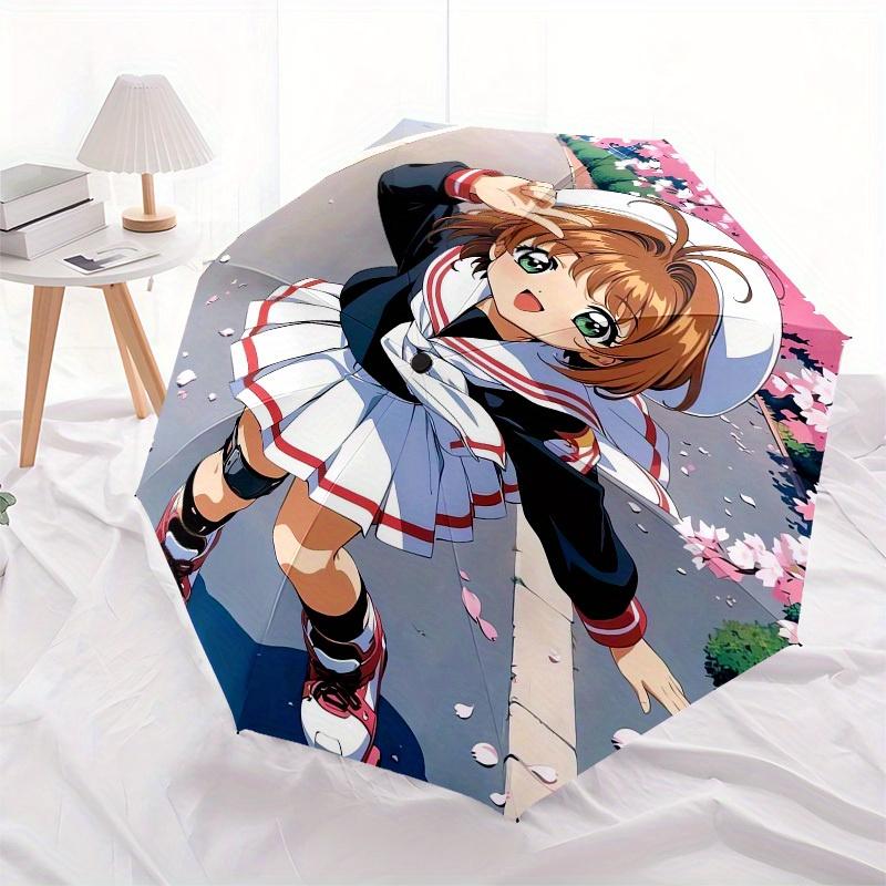 1pc Anime Character with Cherry Blossoms Umbrella with Plastic Handle,Suitable for All Seasons Home Travel Outdoor UmbrellaM938