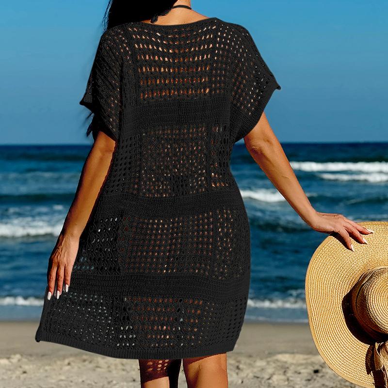 Pletené sexy výstřih do V s výřezy Plážové Bikini Cover-Ups Dámské Letní Dovolená Ležérní Volné Plážové Oblečení Ochranná Zástěrka