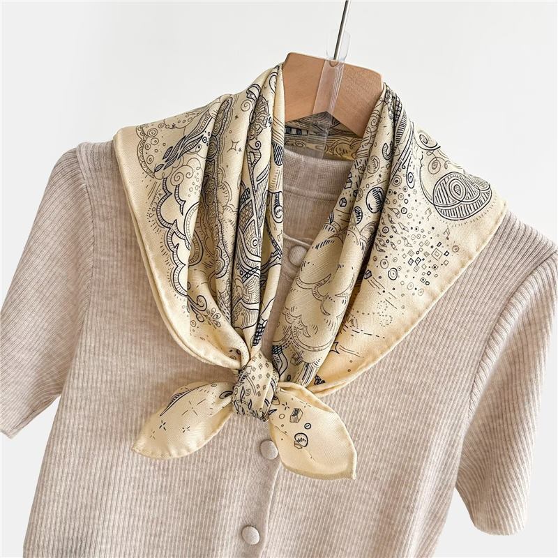 Fashion 70% Wool 30% Real Silk Scarf For Women Shawls Wraps Foulard Scarves Square Pashmina Female Hijab Bandana Kerchief 62Cm