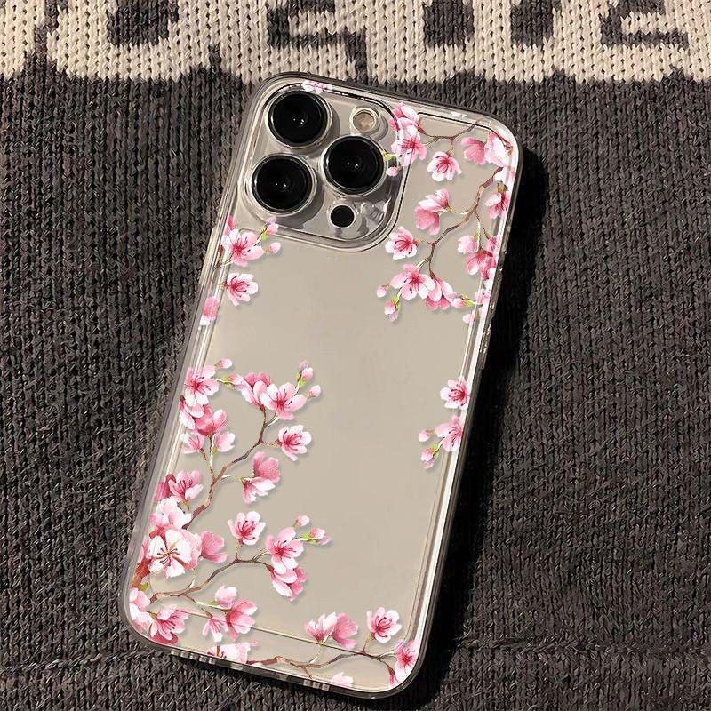 Super beautiful pink cherry blossoms for iPhone17promax Apple 16 mobile phone case 14/13 fine hole 15 all-inclusive xs