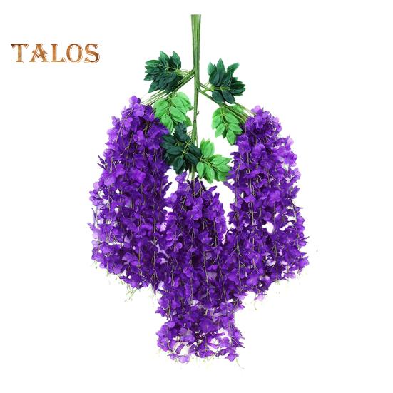 

12 шт. искусственных цветов глицинии, устойчивых к ультрафиолетовому излучению, искусственные цветы глицинии, подвесные искусственные цветы, виноградная лоза для патио, вечеринки, украшения для дома и интерьера темно-фиолетового