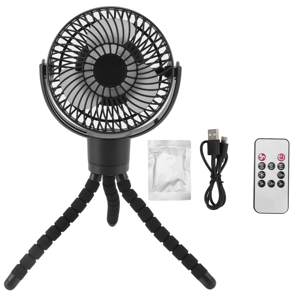 Portable Desktop Fan Rechargeable with LED Light Remote Control for Outdoor Camping Golf Cart Stroller Office Bedroom