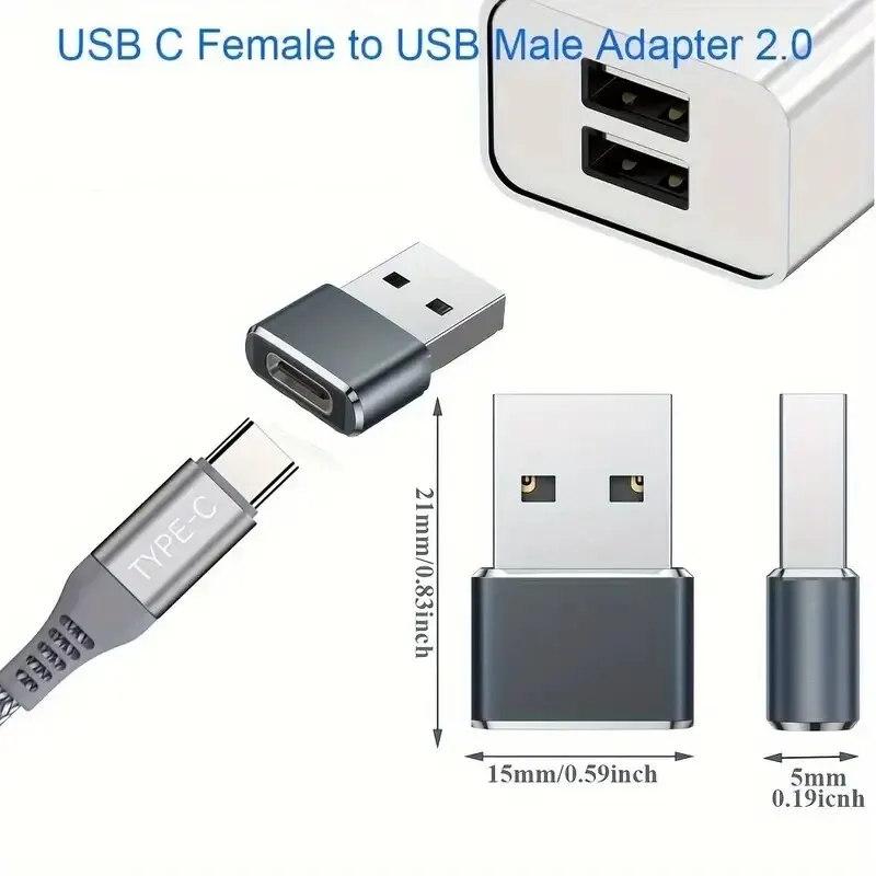 5 stk OTG USB til USB C-adaptere Slitesterk metallisk konstruksjon Universell kompatibilitet Inkludert iPhone iPad Samsung S23 IWatch AirPods