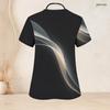 Women Plus Size Black Printed Nurse Scrub Top V Neck Short Sleeve With Front Pockets
