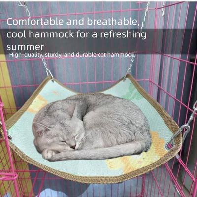 Double-sided Cat Hammock Bed Cartoon Wear Resistant Pet Cage Hammock Durable with Hanging Hook Cats Cool Mat Hammock