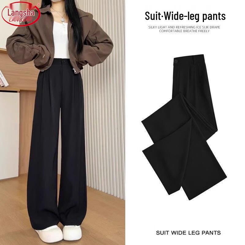 Langsha Women's High-Waist Drapey Wide-Leg Suit Pants