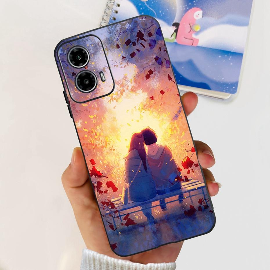 Phone Case For Motorola Moto G24 G34 2024 Cute Love Pattern Soft Silicon Back Cover For MOTO G24 G34 4G 5G