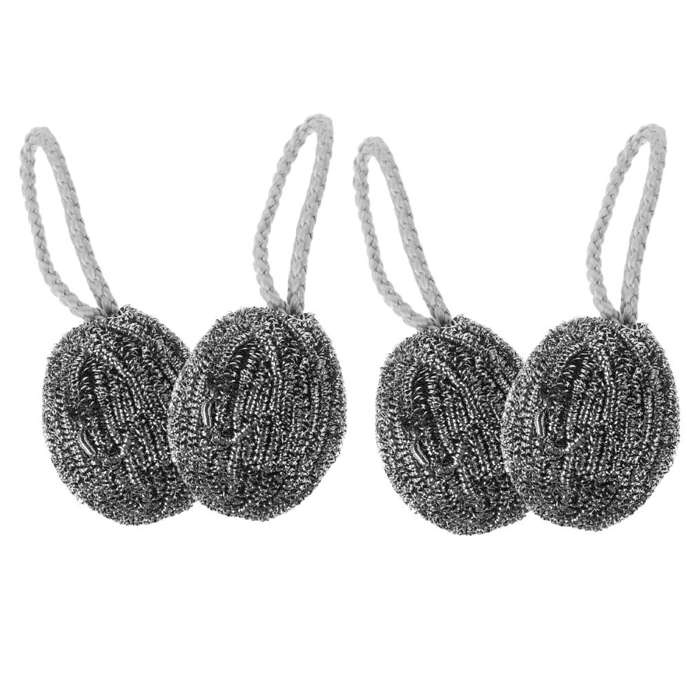 

4/6 stainless steel sponge scrubber, kitchen sink brush, dish brush, hanging rope, stainless steel wool ball for cleaning
