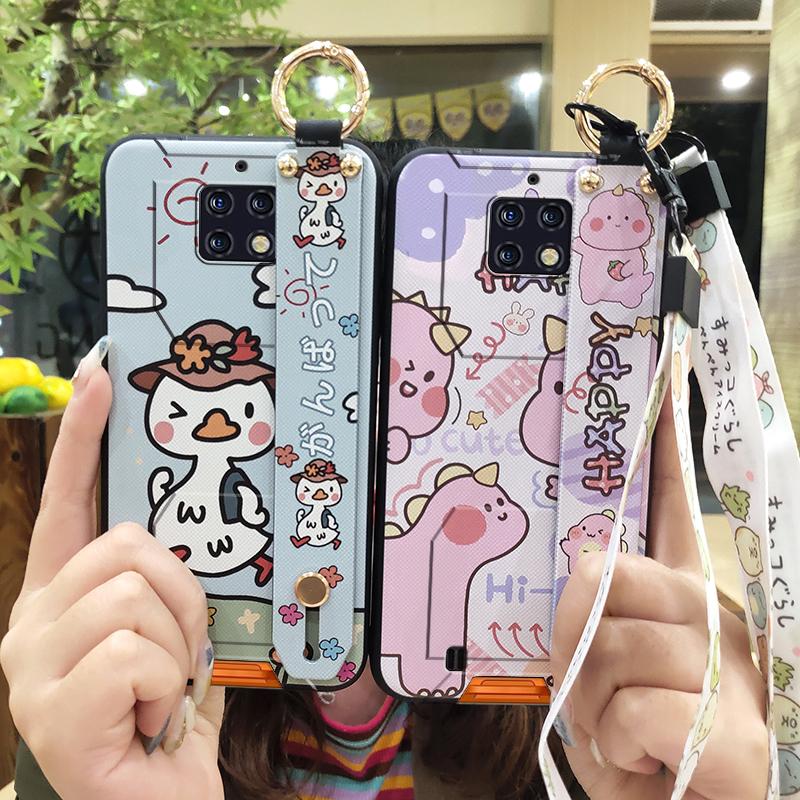 Shockproof Soft case Phone Case For Oukitel WP6 Kickstand Wristband Dirt-resistant Lanyard Silicone Ring Cute Cartoon