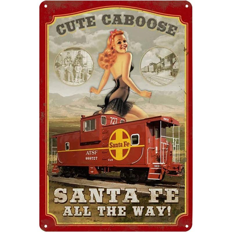 Vintage Metal Tin Poster Train Retro Metal Tin Signs Posters Plate Wall Decor for Bar Restaurant Cafe Clubs Retro Plaque