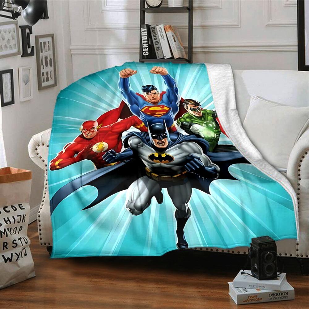 1 Stück Justice League Decke Polyesterfaser, Ganzjahreskomfort für Sofa, Bett, Büro, Auto, Camping, Ideale Heimdekoration & Geschenk, Bürokomfort