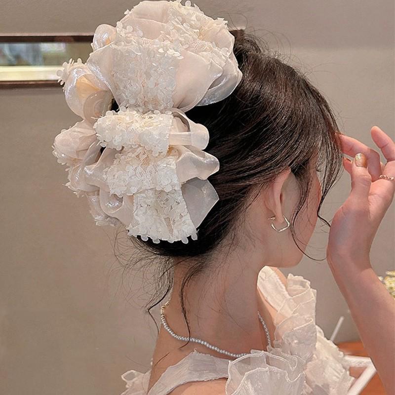 Fairy Flower Bubble Bow Claw Clips – Sweet Princess Style Hair Accessories for Updos