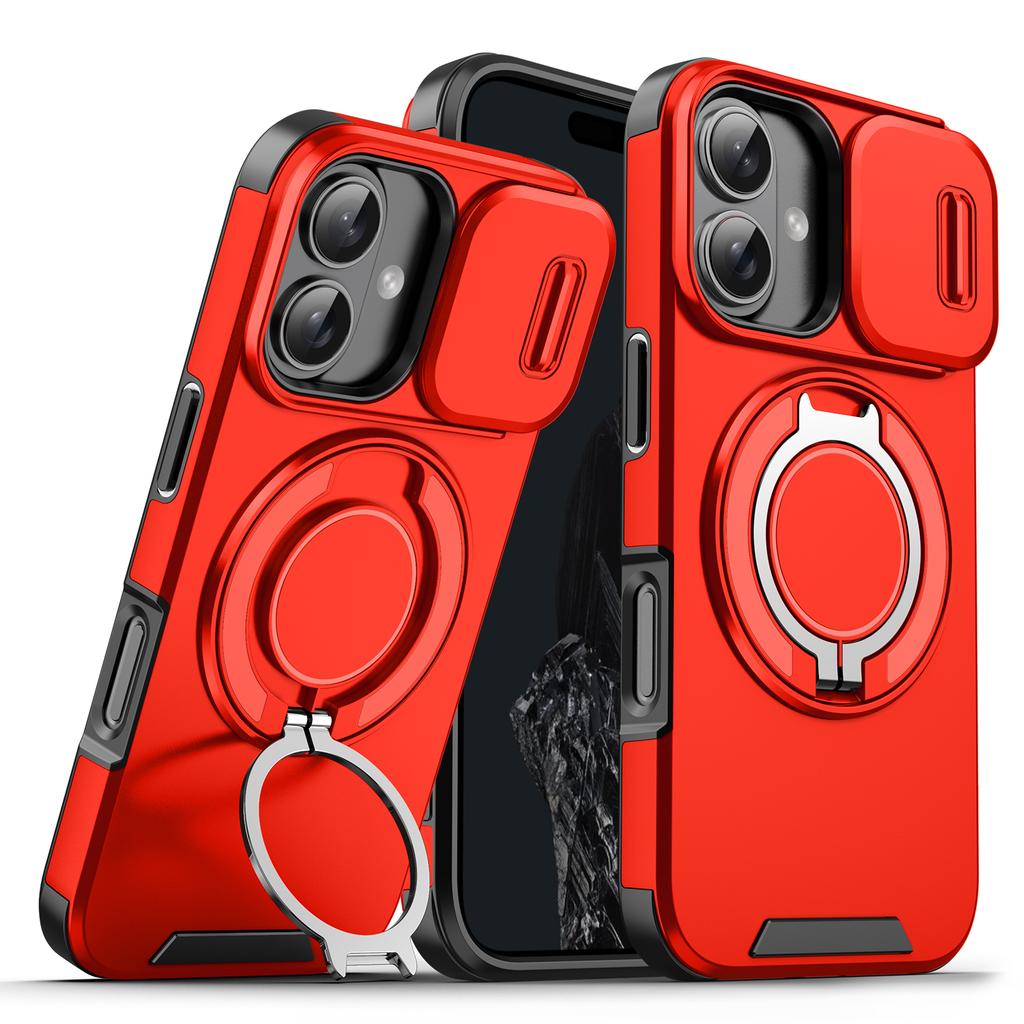 Suitable for iPhone 16 15 14 Plus 13 12 Pro Max 16E 360 Degree Rotating Magnetic Bracket With Camera Protection Phone Case
