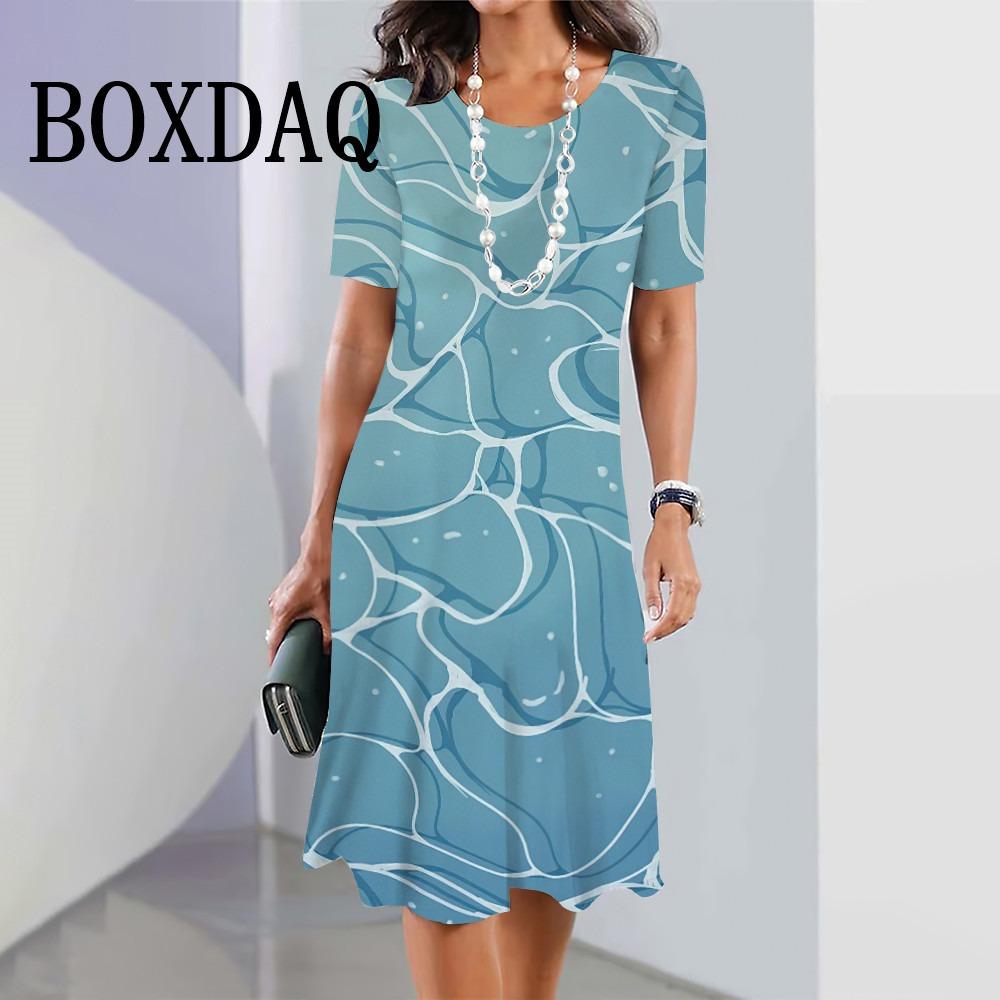 Sommer Geschwungenes Gestreiftes Kleid Damen Kurzarm Rundhals Tägliche Kleidung Lässiges Minikleid Elegante Partykleider Vestidos 2025 Neu