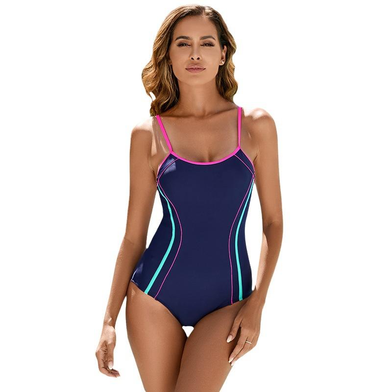 Colorblock Sport Swimsuit Women Sexy Triangle Swimsuit