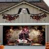 One 2D flat Halloween garage door polyester banner clown-themed front scary party decoration Halloween decoration