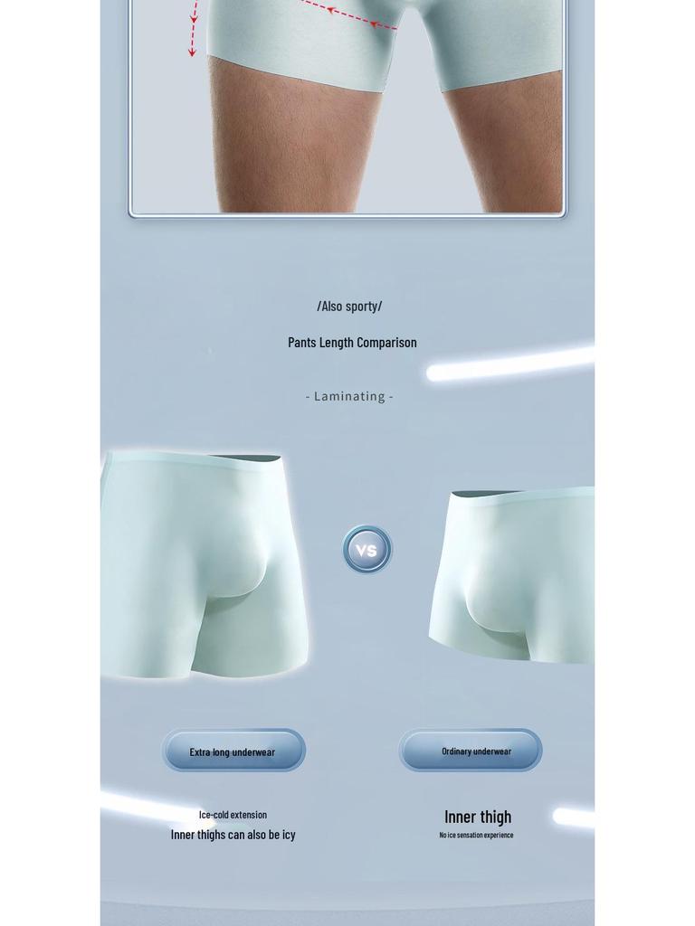 Men's 3D Molded Ice Silk Seamless Boxer Briefs - Lightweight Extended Sport Trunks