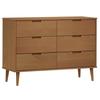 MOLDE Brown Drawer Cabinet 113 x 40 x 80 cm Solid Pine Wood