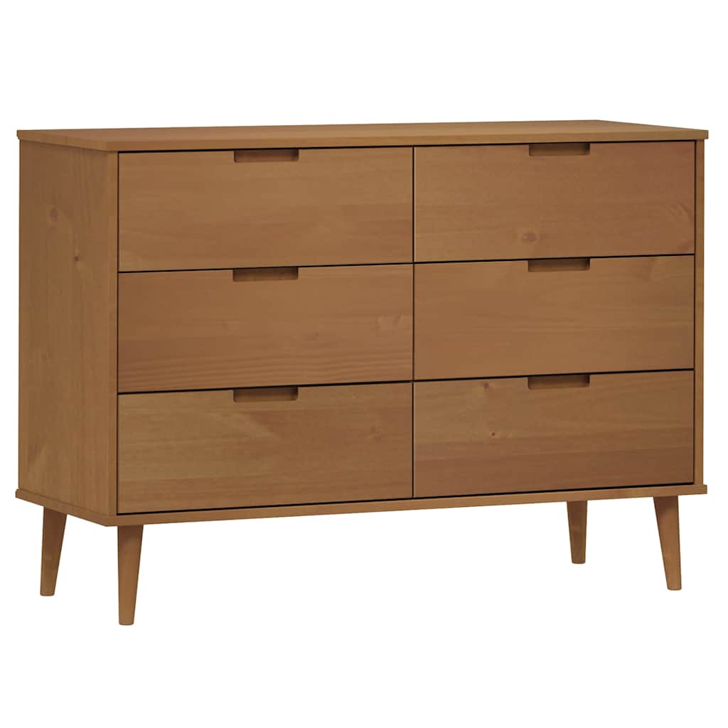 MOLDE Brown Drawer Cabinet 113 x 40 x 80 cm Solid Pine Wood