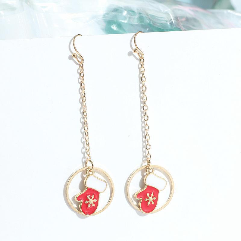 Reindeer Candy Cane Drip Oil Stud Earrings - Festive & Trendy Jewelry