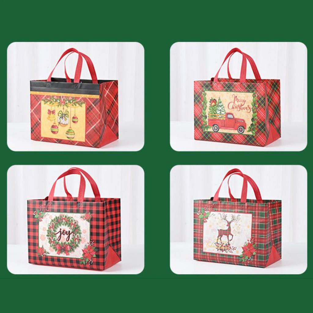 Reusable Christmas Bags 12 Pieces Festive Winter Holiday Wrapping Sacks Christmas Party Favor Bags For Party Favors Treat