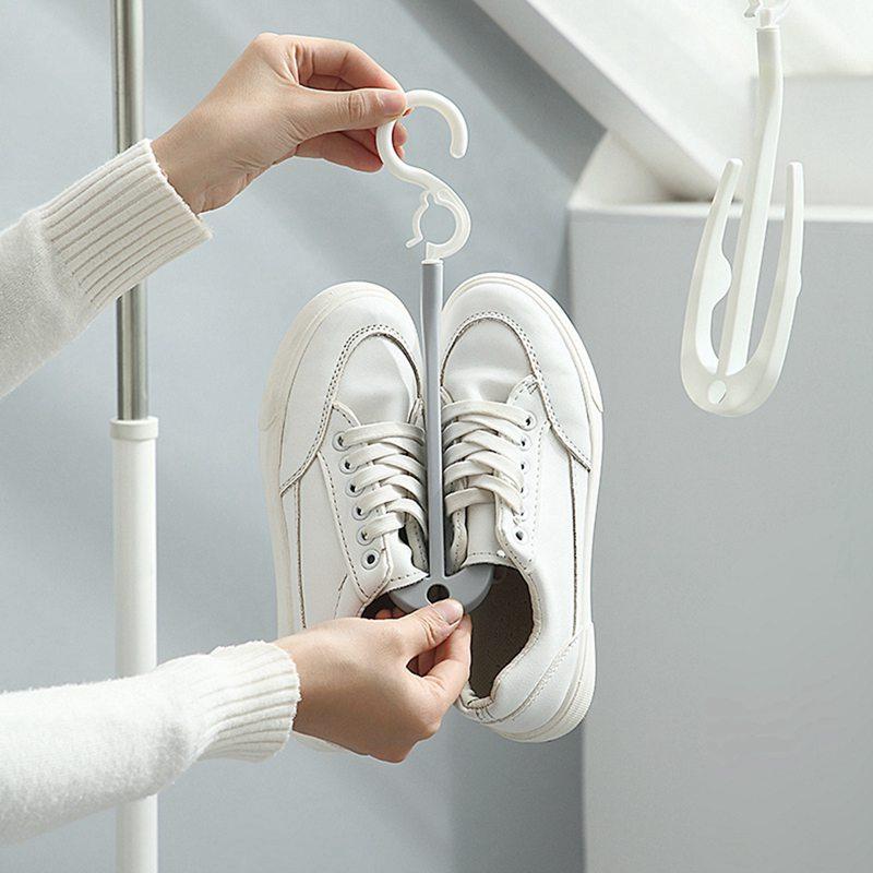 Slatable Double Hanger Drying Facial Household Rotary Drying Strapping Outdoor Anti-windwear Shoes Rack