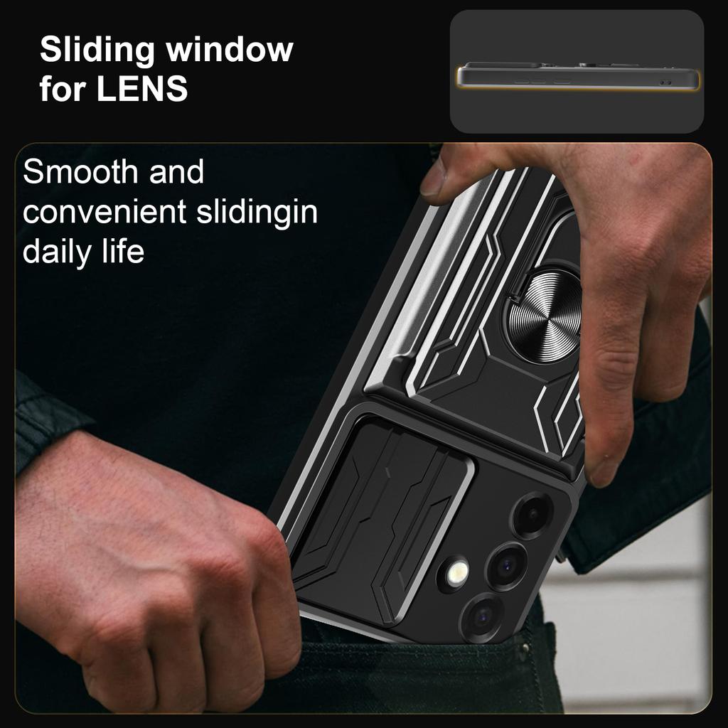 For Samsung Galaxy A26 5G Case PC+TPU Kickstand Phone Back Cover with Camera Slider