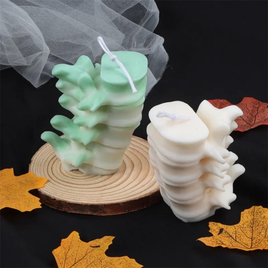 1pc Spine Candle Mold for Halloween Decor Premium Scented Candles 3D Broken Shell Egg Candle Silicon Mould Human Vertebrae Mold