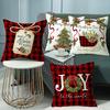 Christmas Pillow Cover Xmas Tree Wreath Print Pillowcase Washable Festive Decor Throw Pillow Case for Living Room Sofa Bedroom