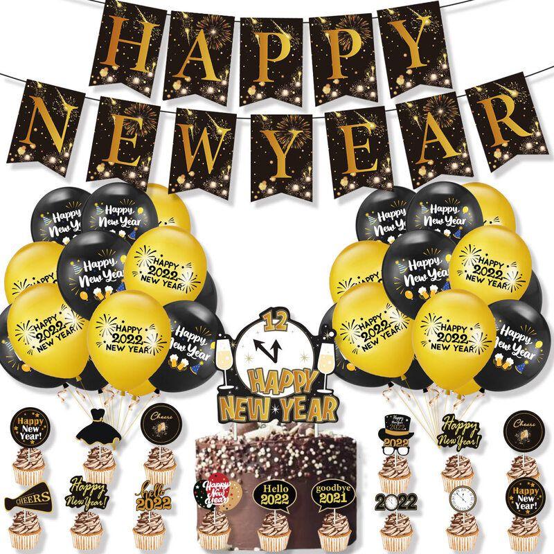 Vibrant 2022 New Year Celebration Party Decorations Stunning Gold Balloon Set And Banner
