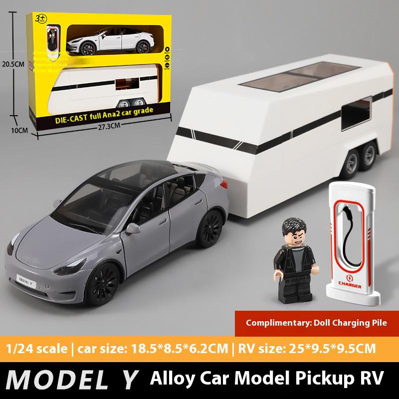 1:24 Modello Y Modello X Modello S Rimorchio RV Lega Metallo Pressofuso Modello di Auto Giocattolo Simulato Collezioni Hobby Regali di Compleanno Ragazzo