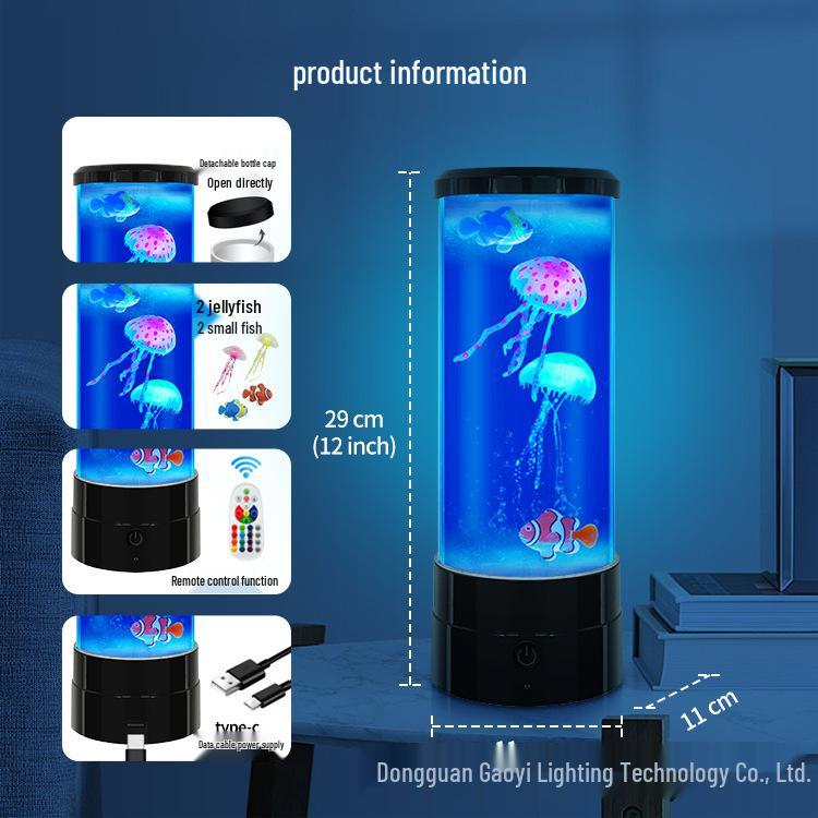 LED Jellyfish Night Light: USB-Powered Bedside Table Lamp for Home & Bedroom, Perfect for Atmosphere & Christmas Decor