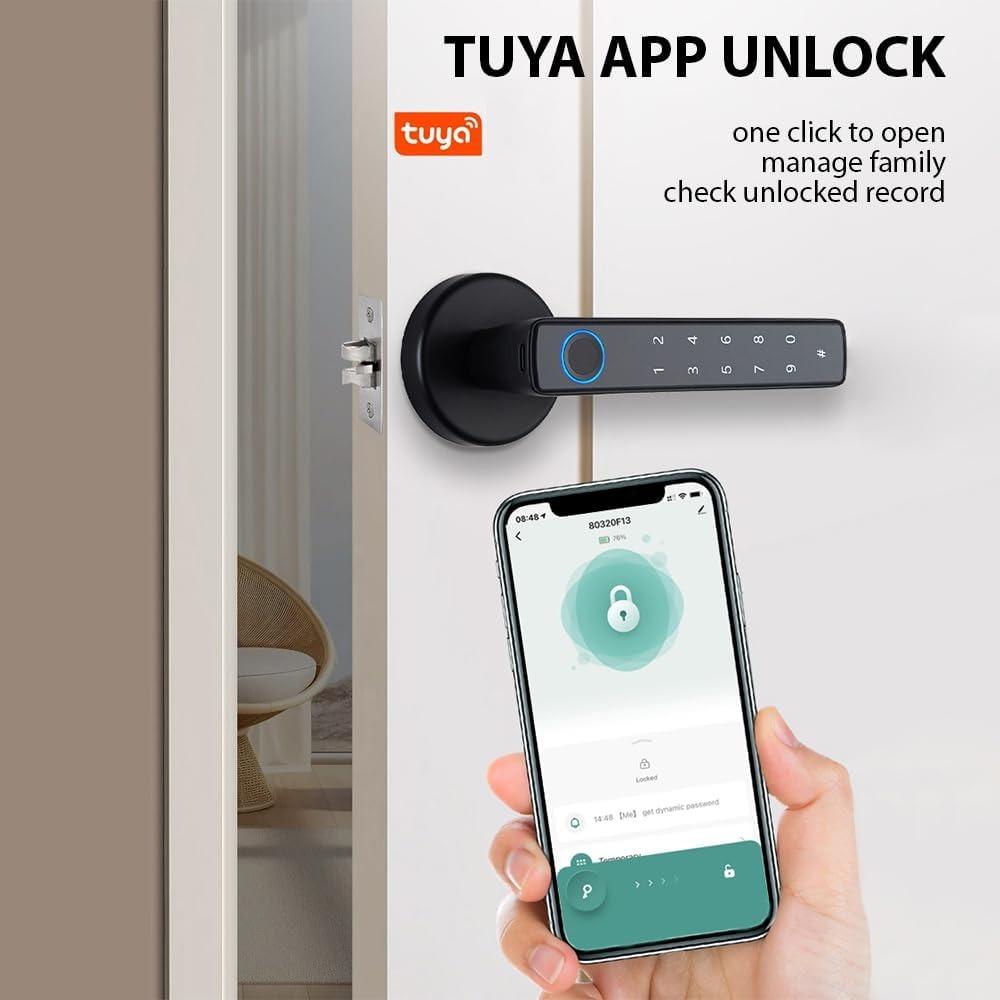4 in 1 Fingerprint Door Lock Tuya App Keyless Door Lock Security Smart Door Lock Office
