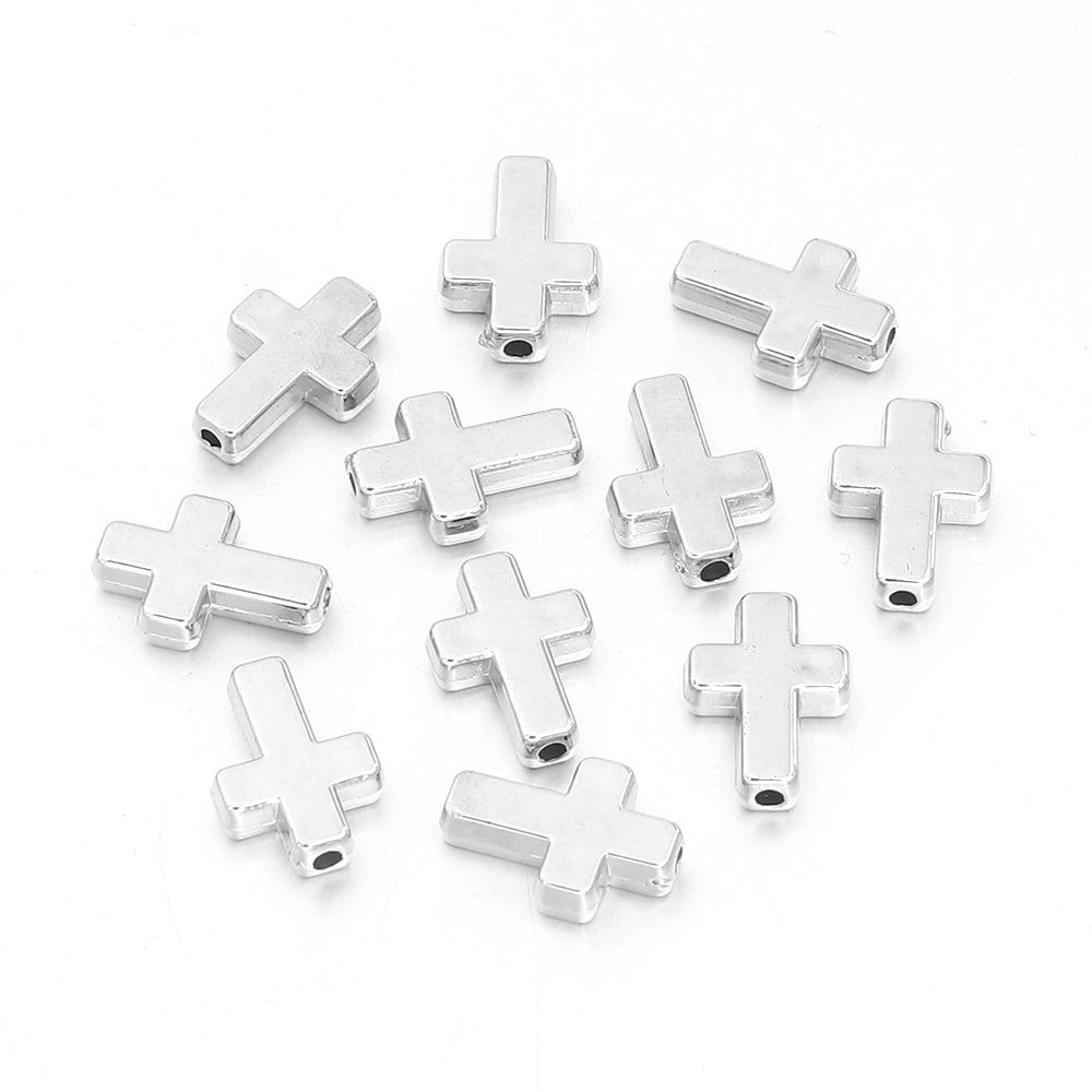 50-100pcs/lot Gold Silver Color CCB Cross Beads Plastic Loose Spacer Beads For Jewelry Making DIY Bracelet Necklace Accessories