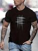 Mens Clothes Geometric Lines Print Black TShirt, Unisex Casual Crew Neck Tshirt Lightweight 2