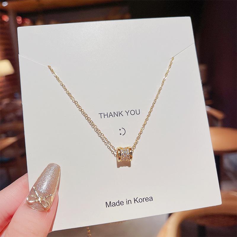 Micro-Set Zircon Waist Pendant Necklace Elegant Versatile Fade-Resistant Fashion Jewelry