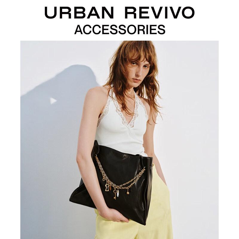 URBAN REVIVO Metal Chain Tote Shoulder Bag One Size