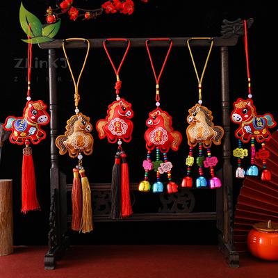 Chinese Zodiac Horse Lucky Pendant Chinese Spring Festival Car Hanging Ornament Exquisite Tassels Pendant Home Decoration Gifts