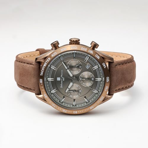 Salvatore Marra Men's Business Analog Chronograph Watch, Black Quartz, with Watch Cloth, KH [Parallel Import]