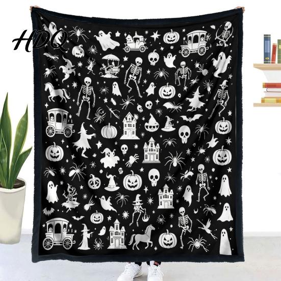 Stress Relief Craft Activities Halloween DIY Coloring Blanket Throw Blanket with Ghost Patterns Color Your Projects for Relaxation Own Washable Cozy