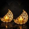 Kerzenhalter, Kristallkerzenhalter, Metalllaternen, Tischdekoration für Hochzeitsfeier, Ramadan, Diwali-Dekoration (2 Stück))